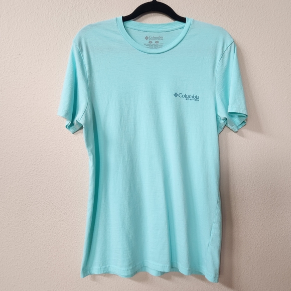 Columbia Men's Cotton Short Sleeve Graphic Print T Shirt in Aqua Swordfish - Picture 2 of 4